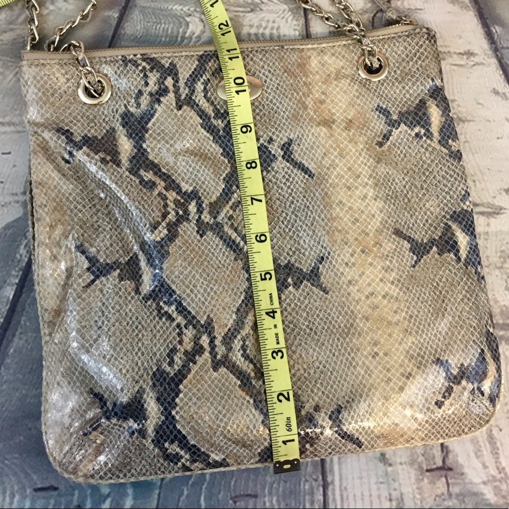 Dkny Gold Hardware Python Leather Shoulder Purse - image 2